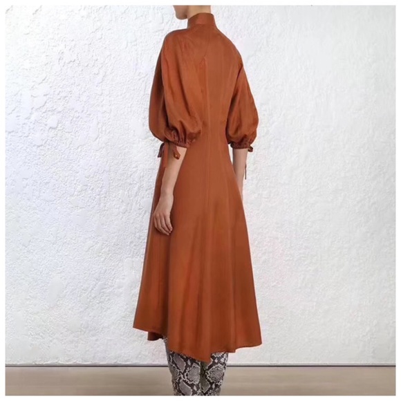 🎁 The RAETRUDA Rust Tie Accent Dress - Picture 3 of 14